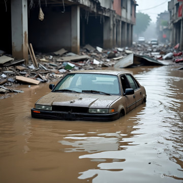 Ilustrasi banjir (Meta AI)